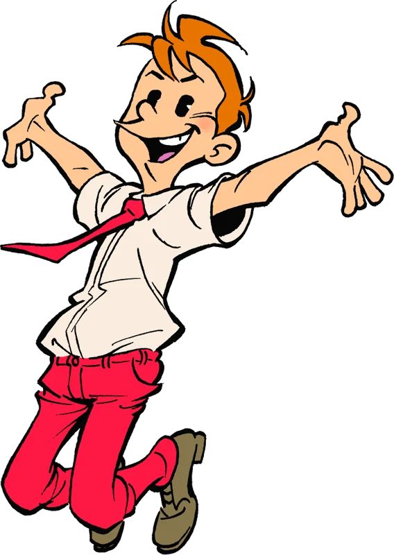 The student jumping for joy