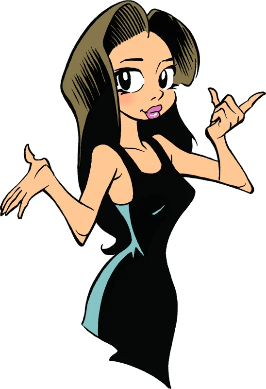 Malka, the teacher, in a black dress